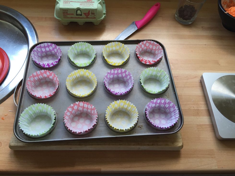 Place cupcake cases Into your cup cake tray