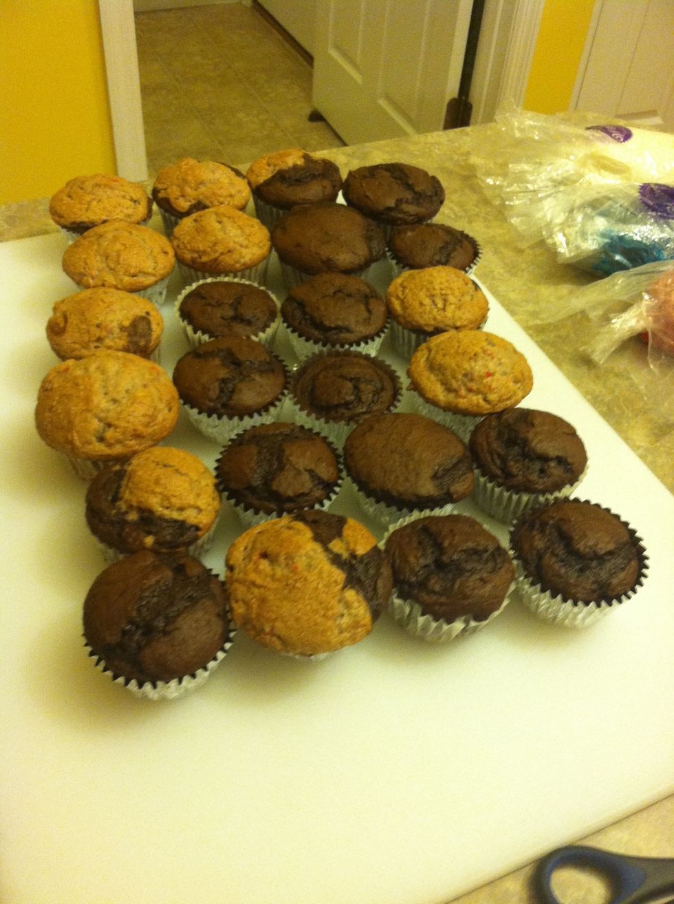 Place cupcakes on board.