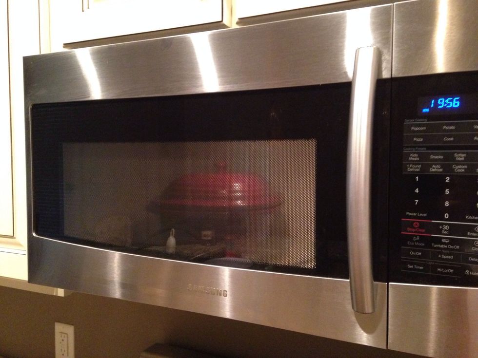 Place Deep Dish Baker in microwave for 20 minutes