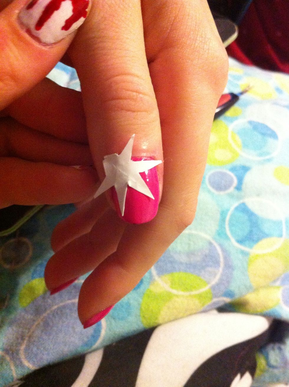 Place design on DRY finger nail (to dry nails faster put them in ice water for 3 minutes)