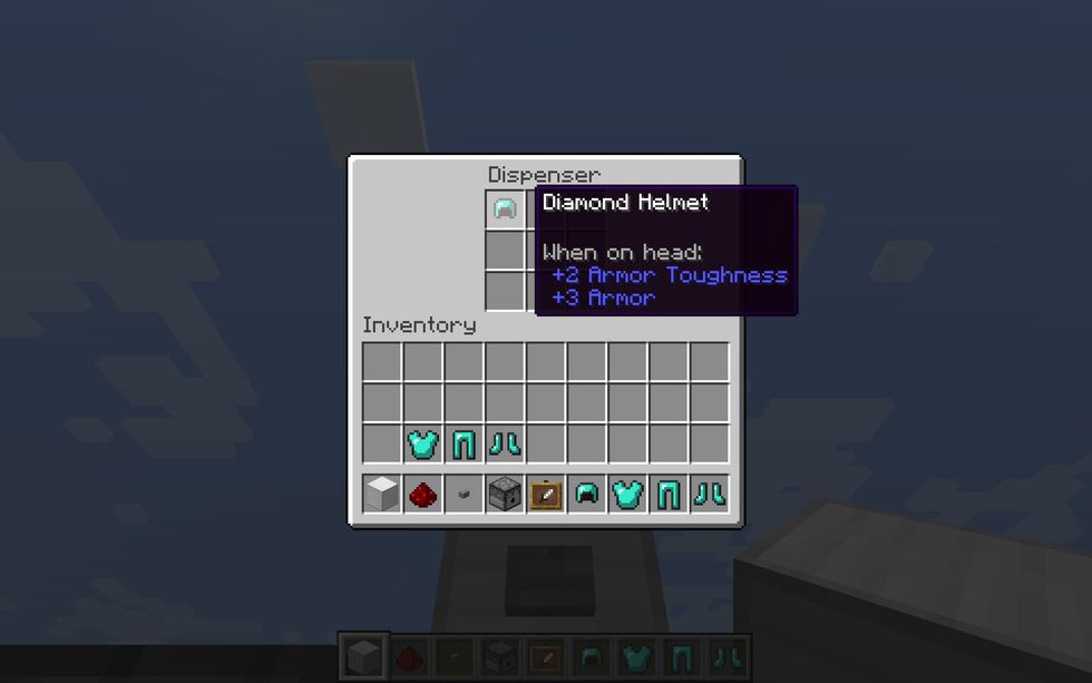 Place Diamond Helmets in the top dispenser.