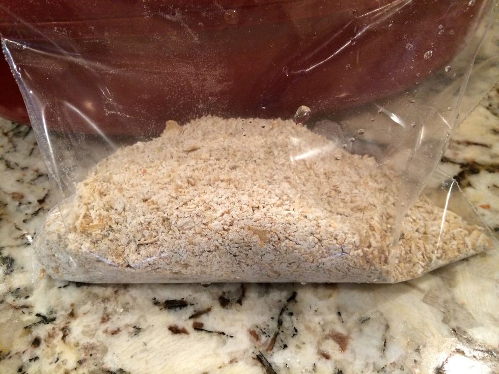 Place dipped chicken, in baggie with oatmeal.