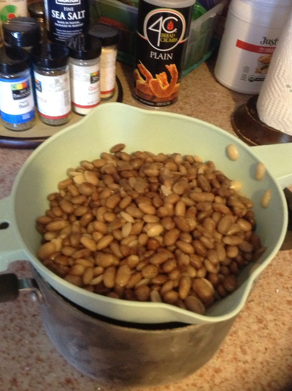 Place dry beans in stock pot, cover with cold water and soak overnight. Drain and rinse.