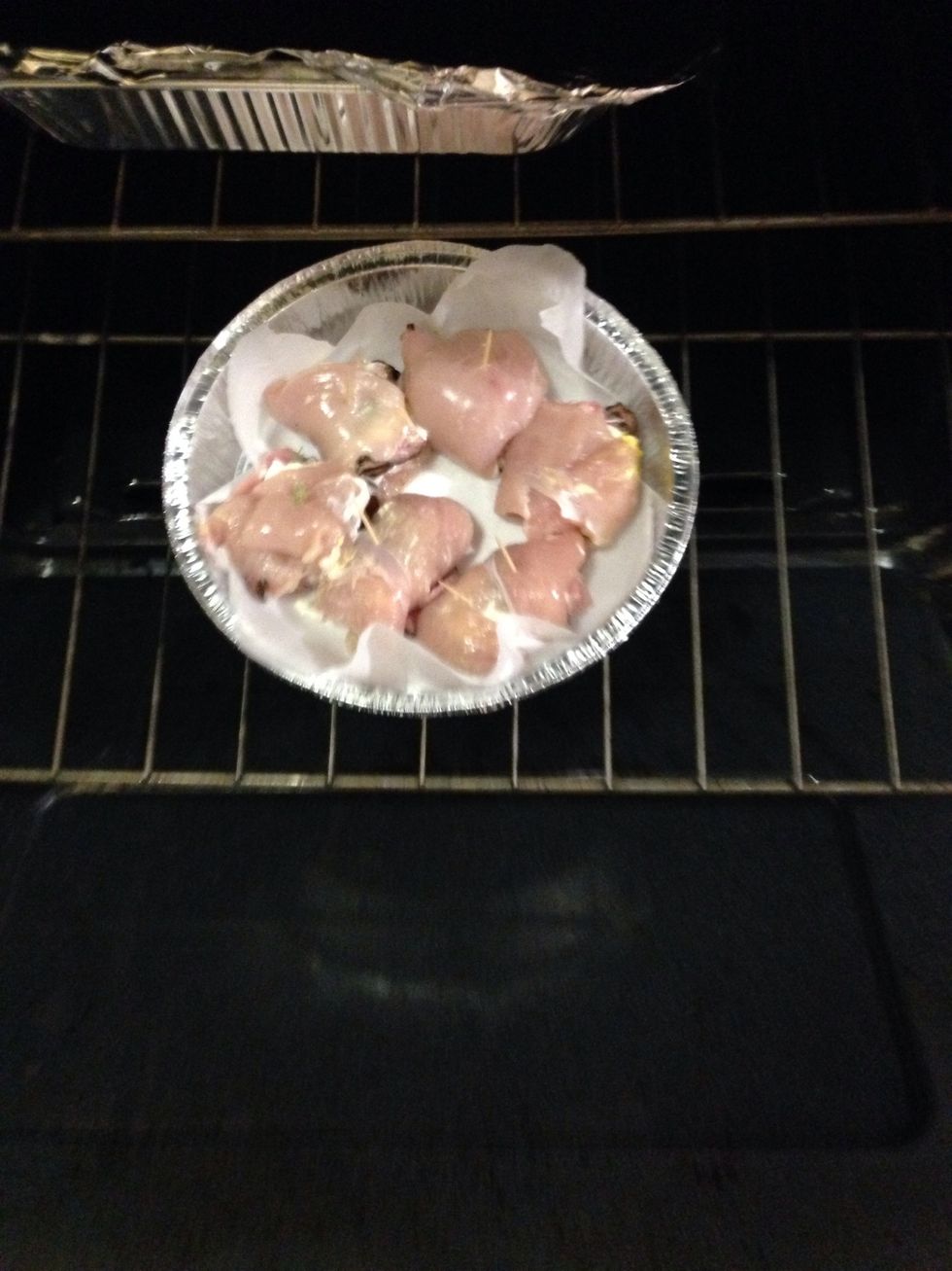 Place each roll in the pan not touching each other with the end on the bottom