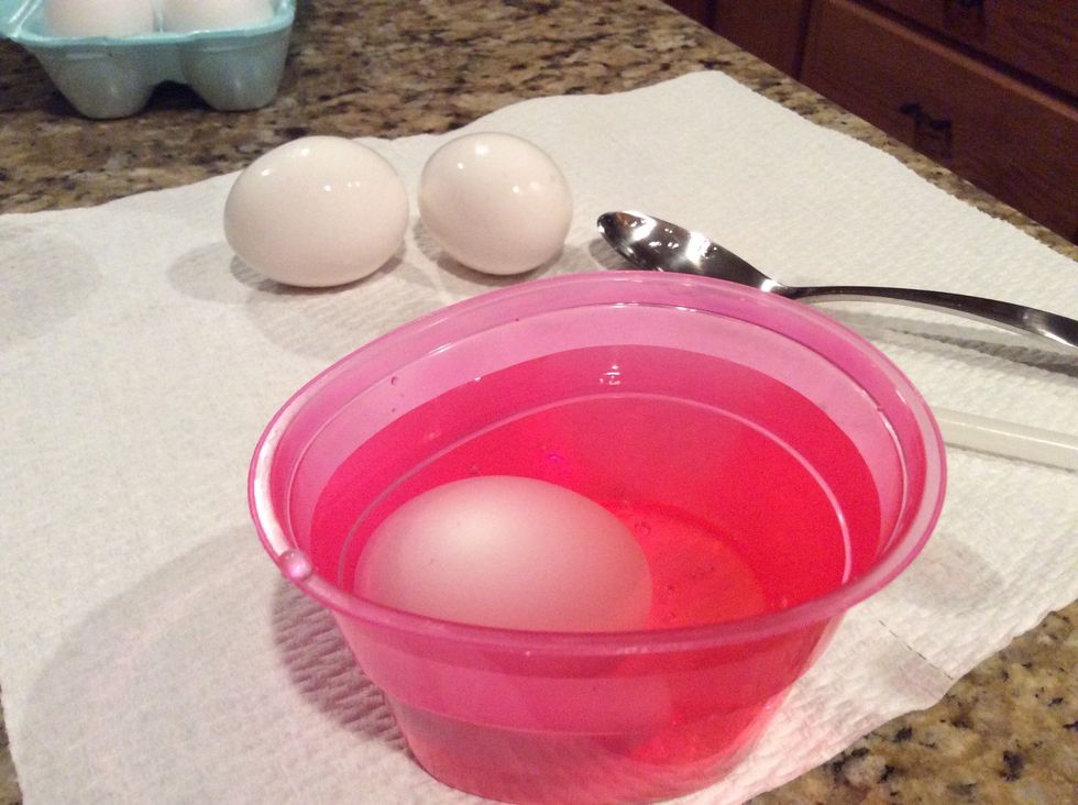 Place egg in bowl of mixture