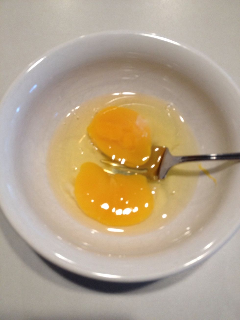 Place eggs in a bowl and whisk.
