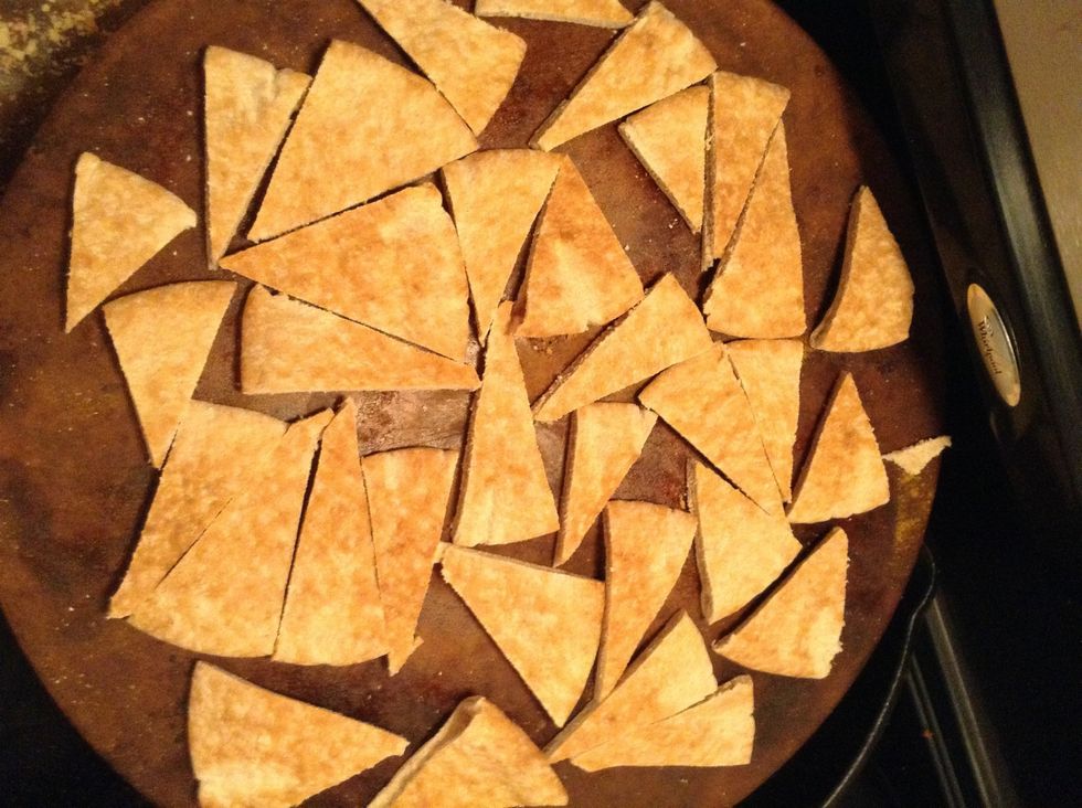 Place face up spread out on cookie sheet or pizza stone. None should over lap. If they do a larger sheet or stone may be needed or do them in 2 batches.