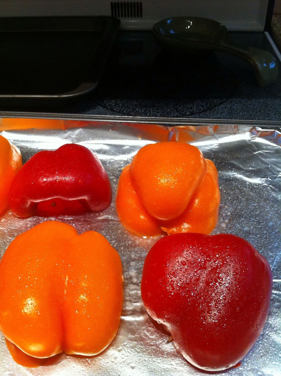 Place flat side down on foil and spray with cooking spray.