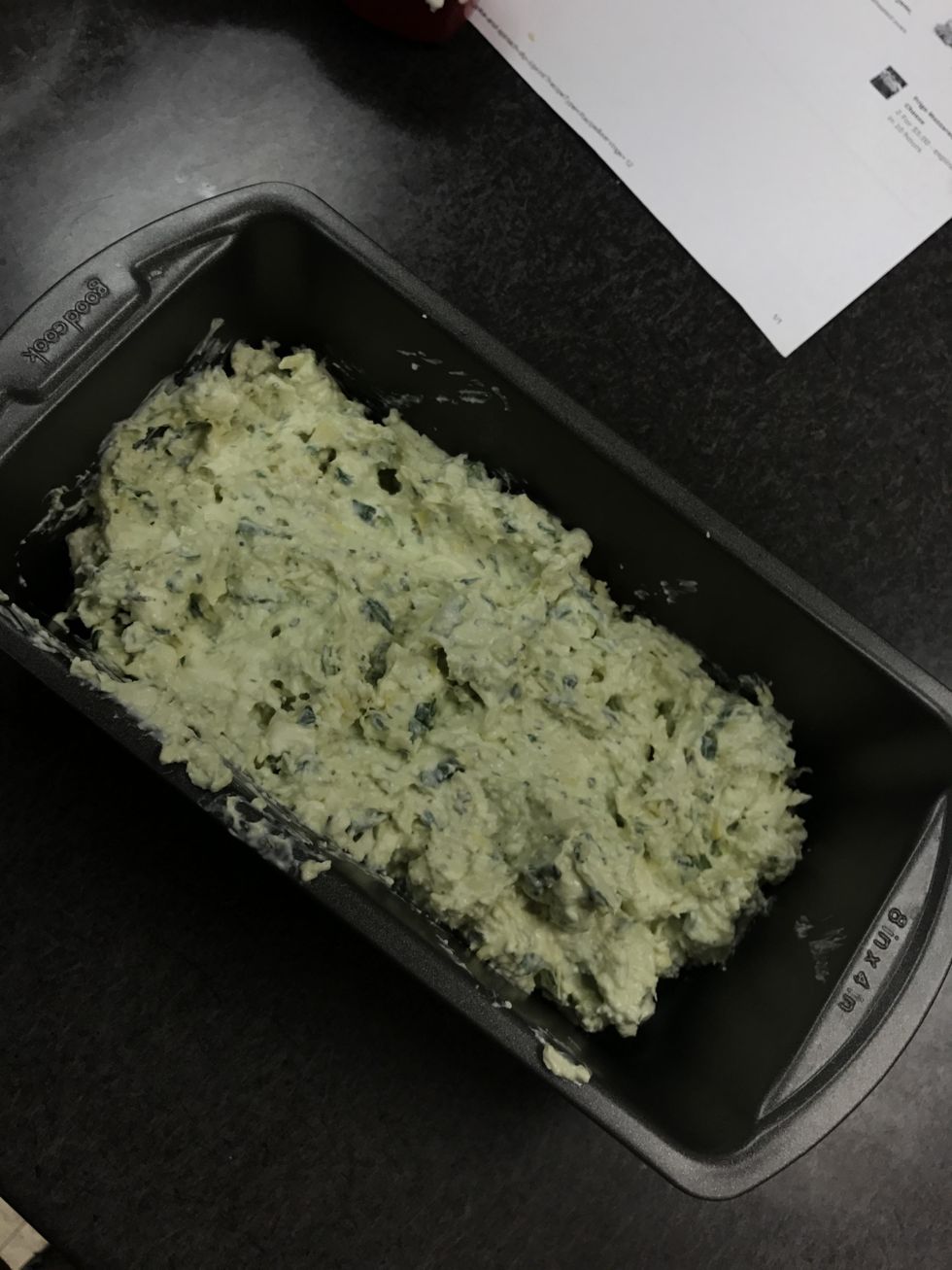 place food in pan then spread 1/4 cup of shredded mozzarella cheese on top