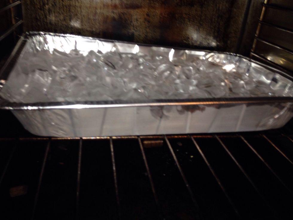 Place full hotel pan of ice above smoke box.