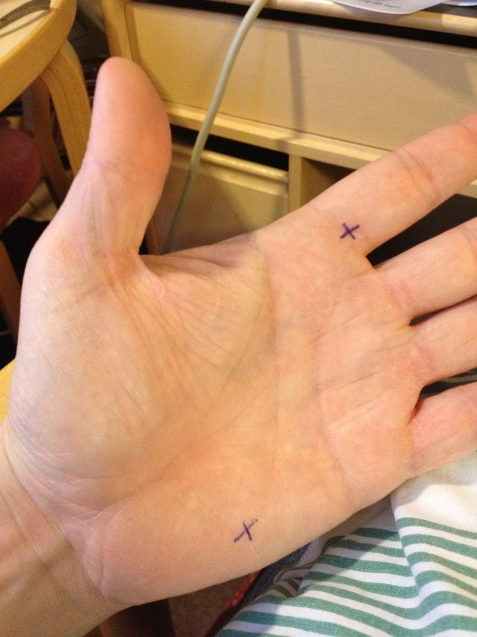 Place grip across the palm and try to hide the "x"