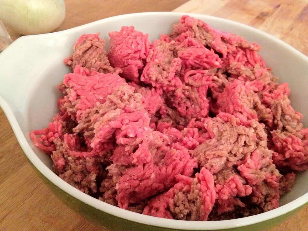 Place ground beef into a big bowl