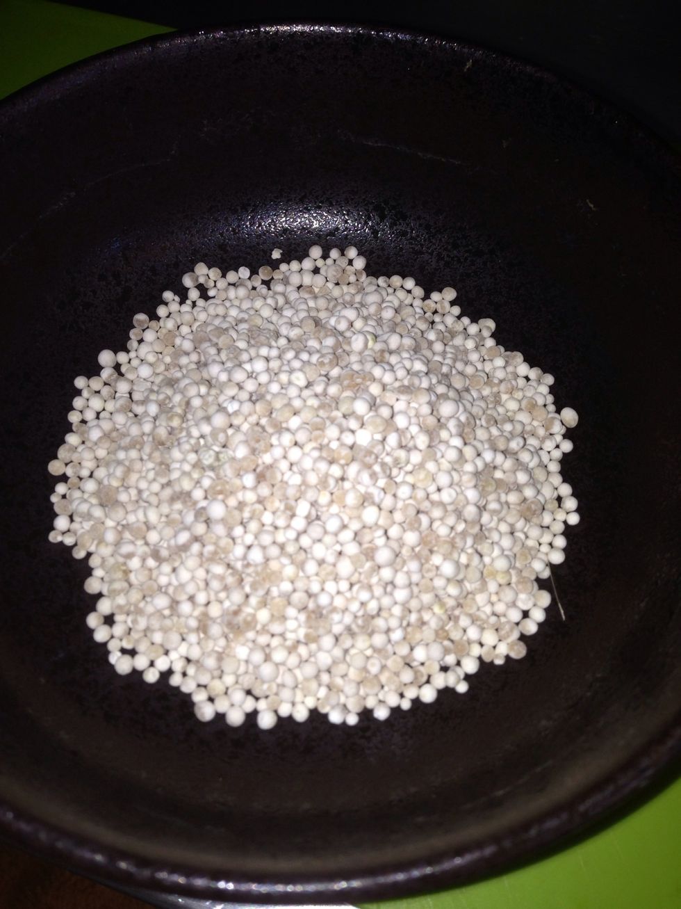 Place half cup of sago on a plate