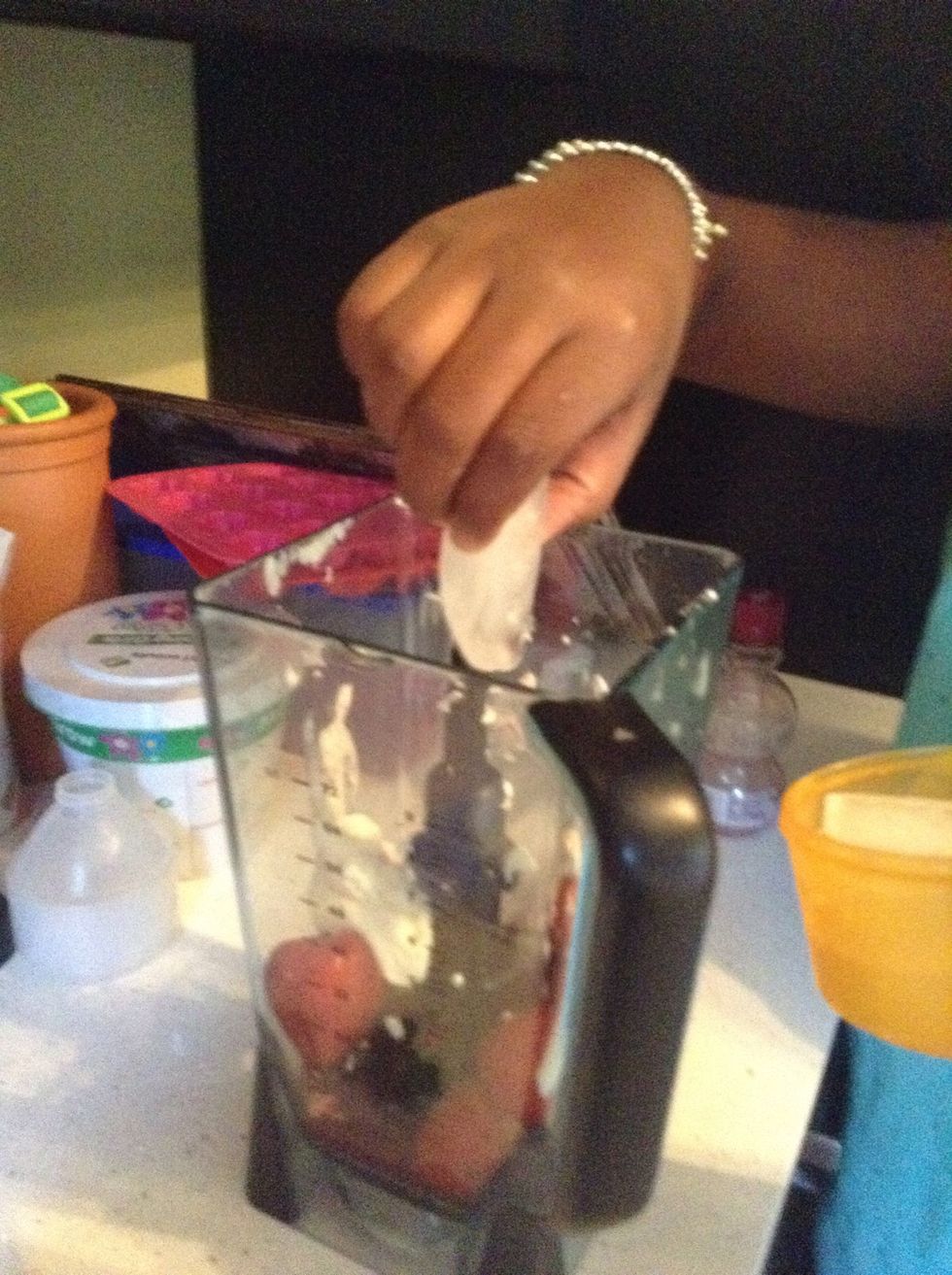 Place ice in blender.