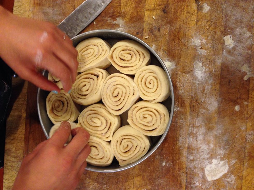 Place in a greased pan of choice. I used a 9 inch round cake pan.