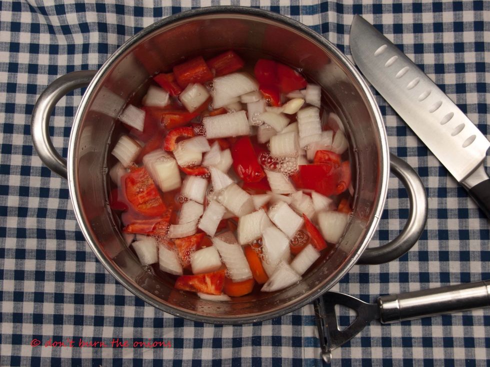 Place in a large pan and fill with sufficient water to cover vegetables.