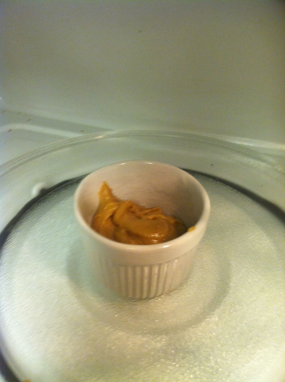 Place in a ramekin and cook it in the microwave for 45 seconds