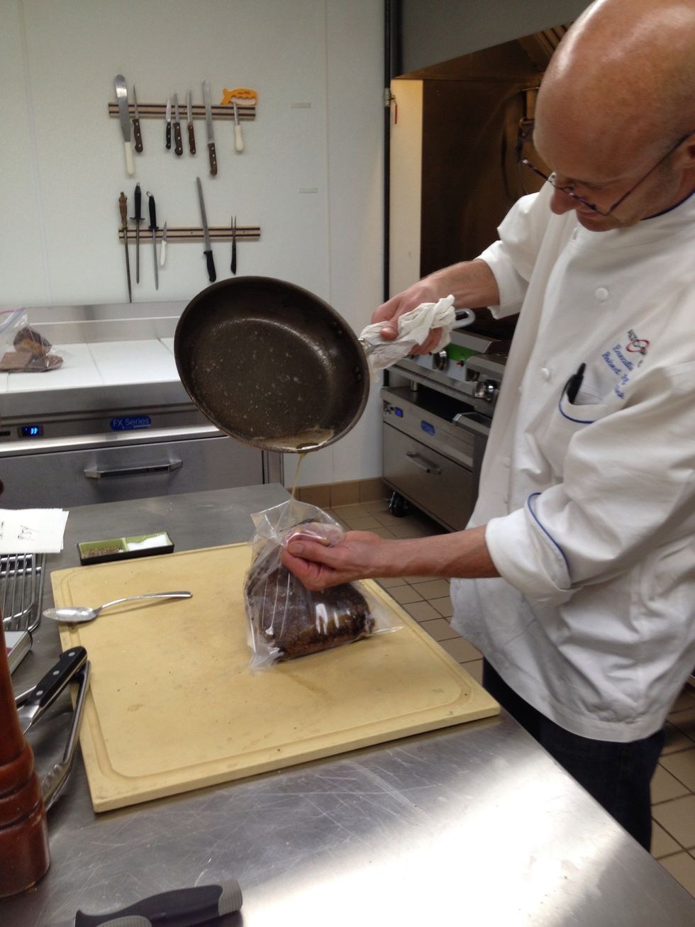 Place in an Sous Vide bag add melted butter.