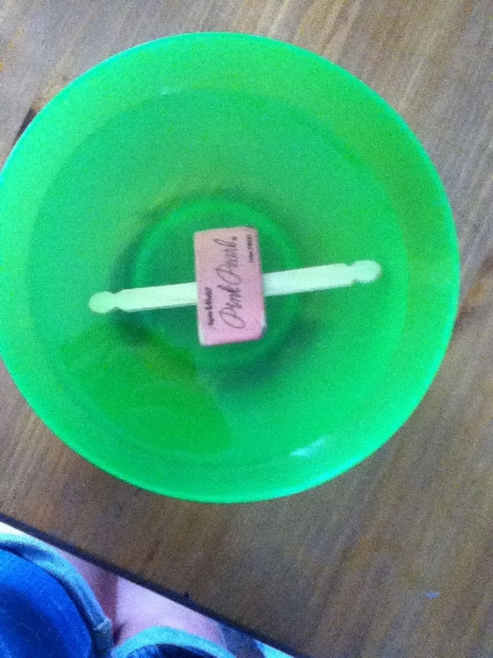 Place in bowl of water for 15 minutes, and put something on top to keep it down.