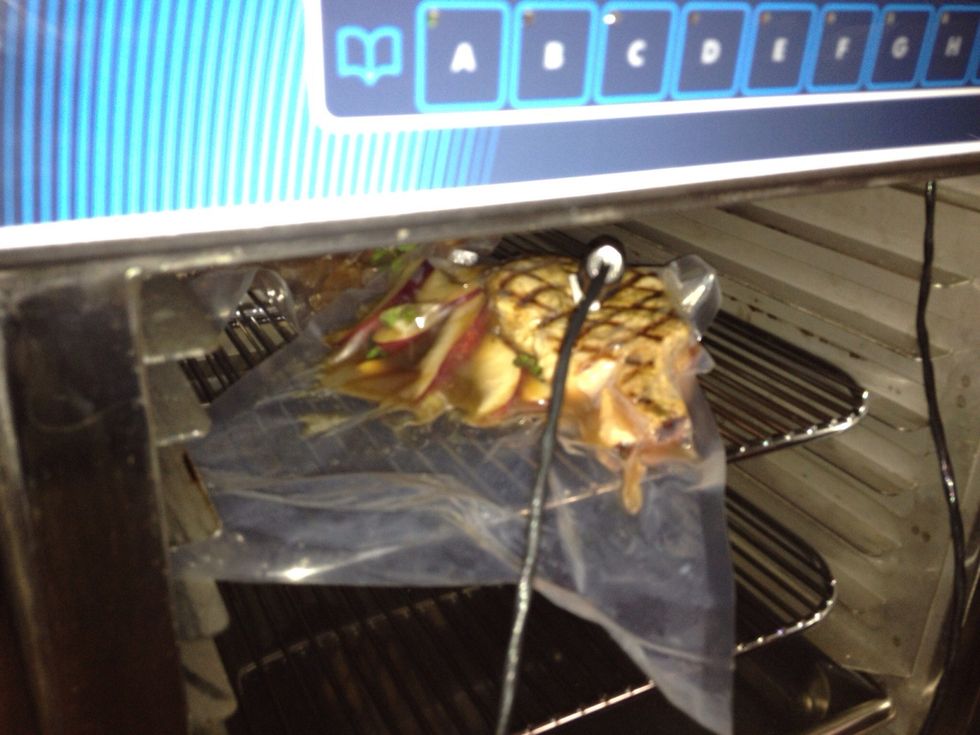 Place in oven and insert probe in the center of the product.