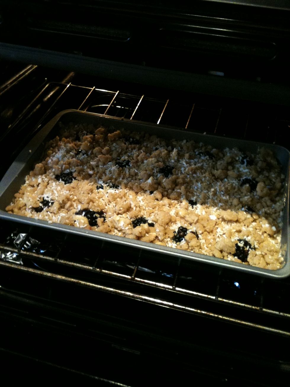 Place in oven. Middle shelf for 50mins. Seems a long time but trust the recipe. .