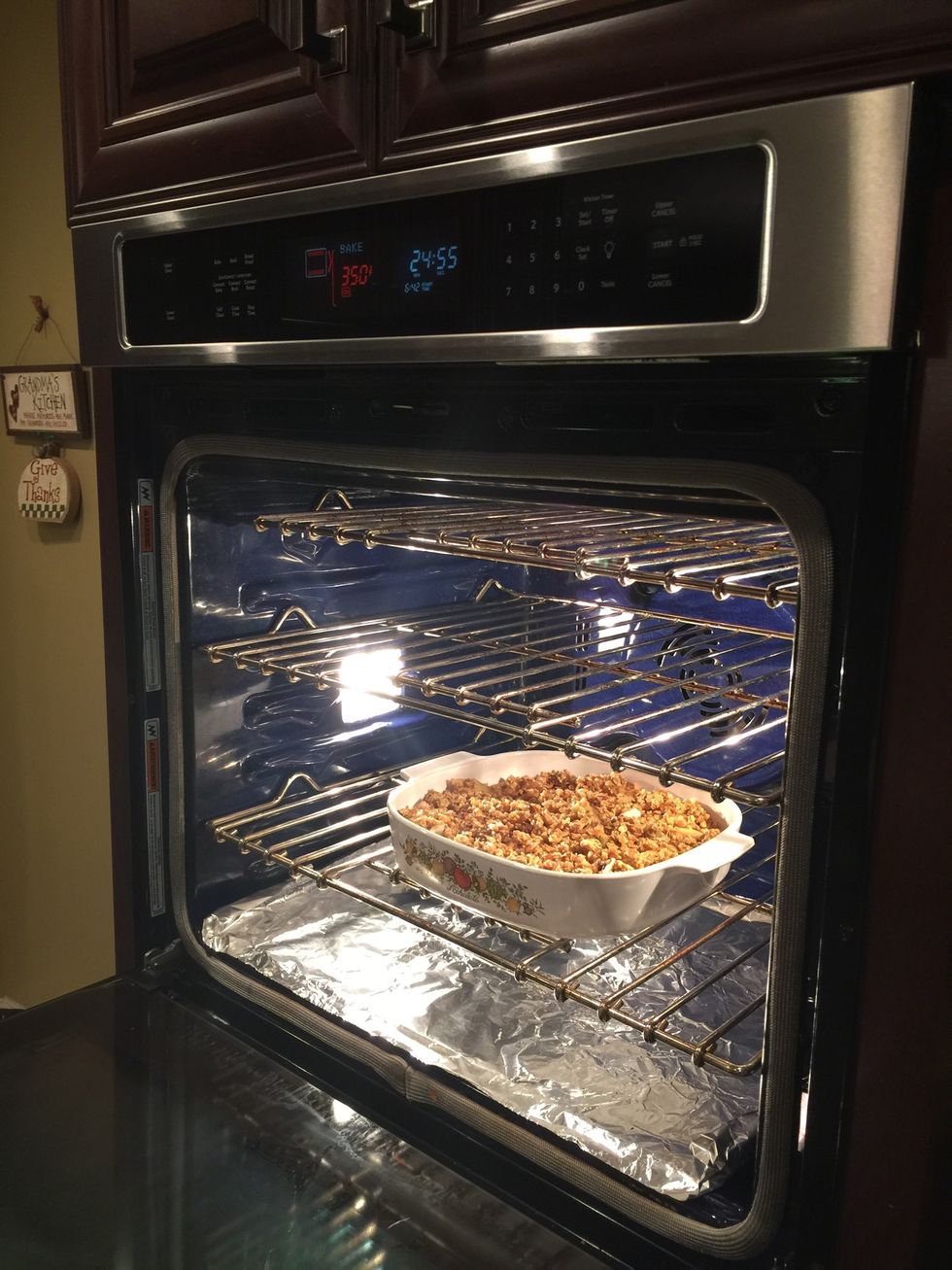 Place in preheated oven for 25 minutes.