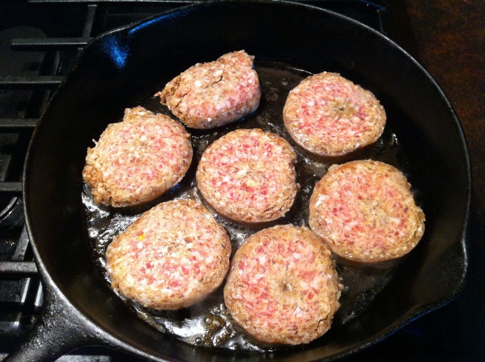 Place in preheated skillet. May then want to turn heat to medium.