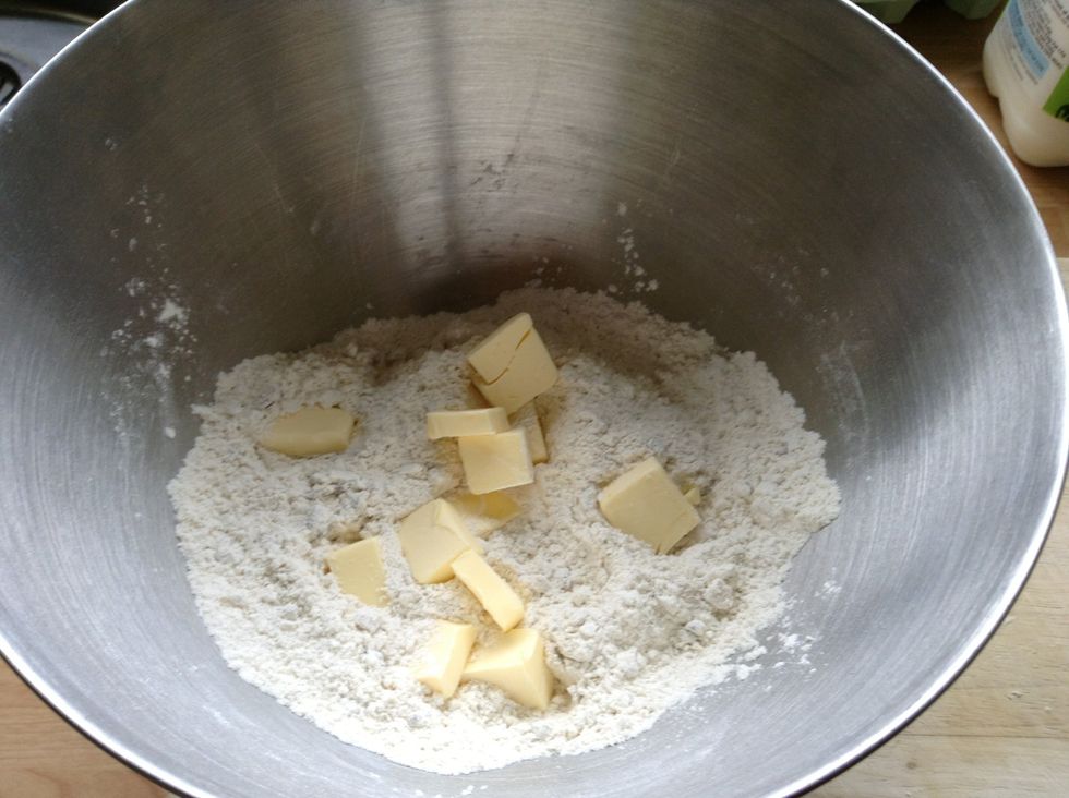 Place in the bowl with the flour, and rub together to form small breadcrumbs