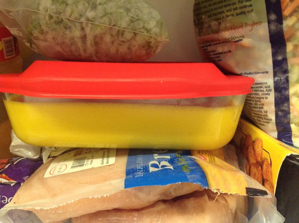Place in the freezer, have a goodnight sleep.. basically leave it in the freezer overnight.