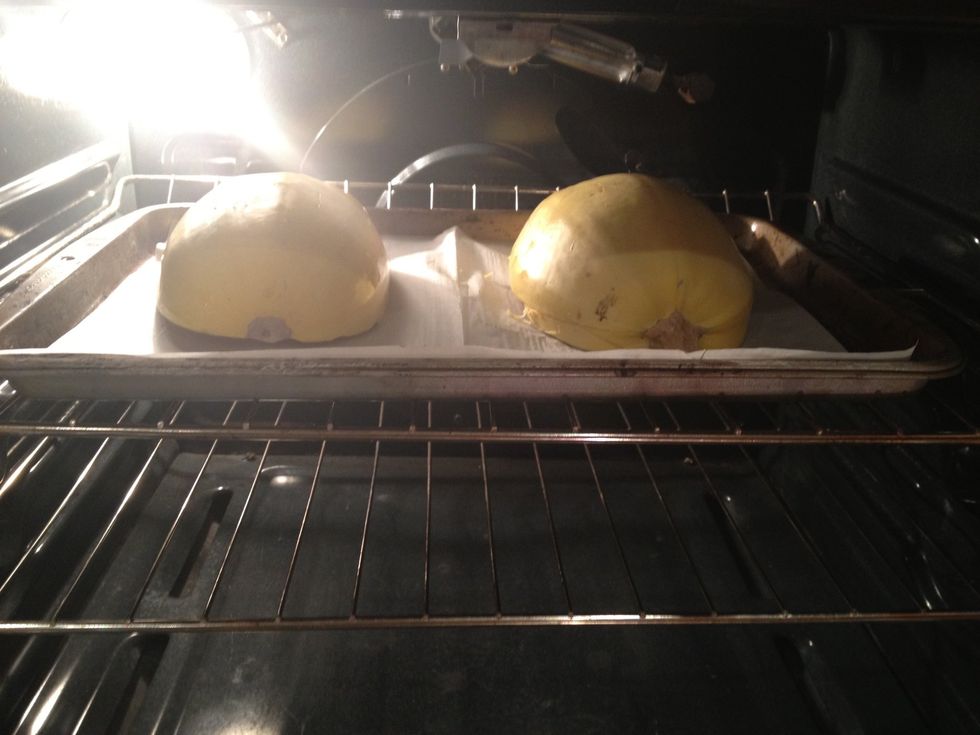 Place in the oven, and cook for about 40 minutes. The squash should be tender when done.