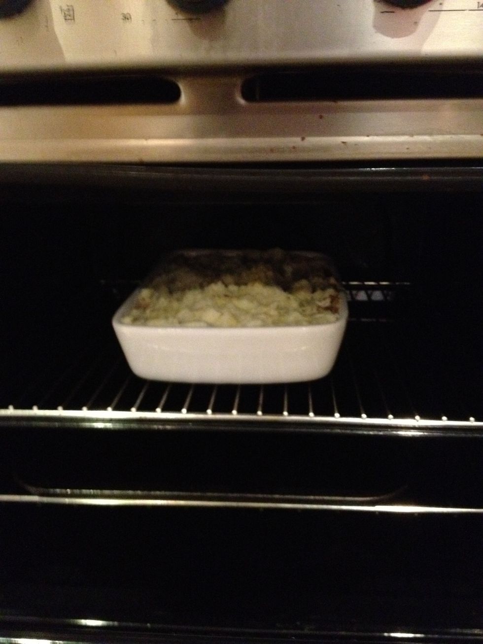 Place in the oven for about 20 minutes until the topping is crisp