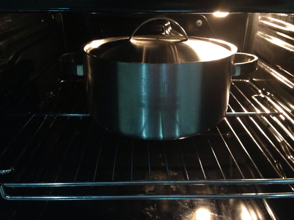 Place in the oven on 2 hour 30 min , temperature in oven 180 c