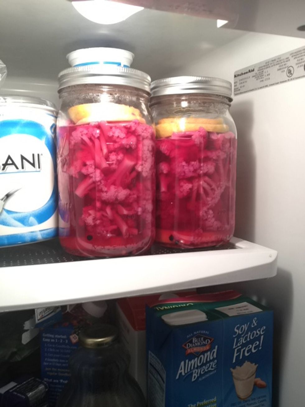 Place in the refrigerator for at least 24 hours. After 24 hours, enjoy your pickled cauliflower.
