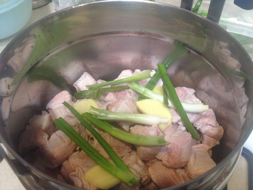 Place in Thermal Pot. Add ginger and scallion