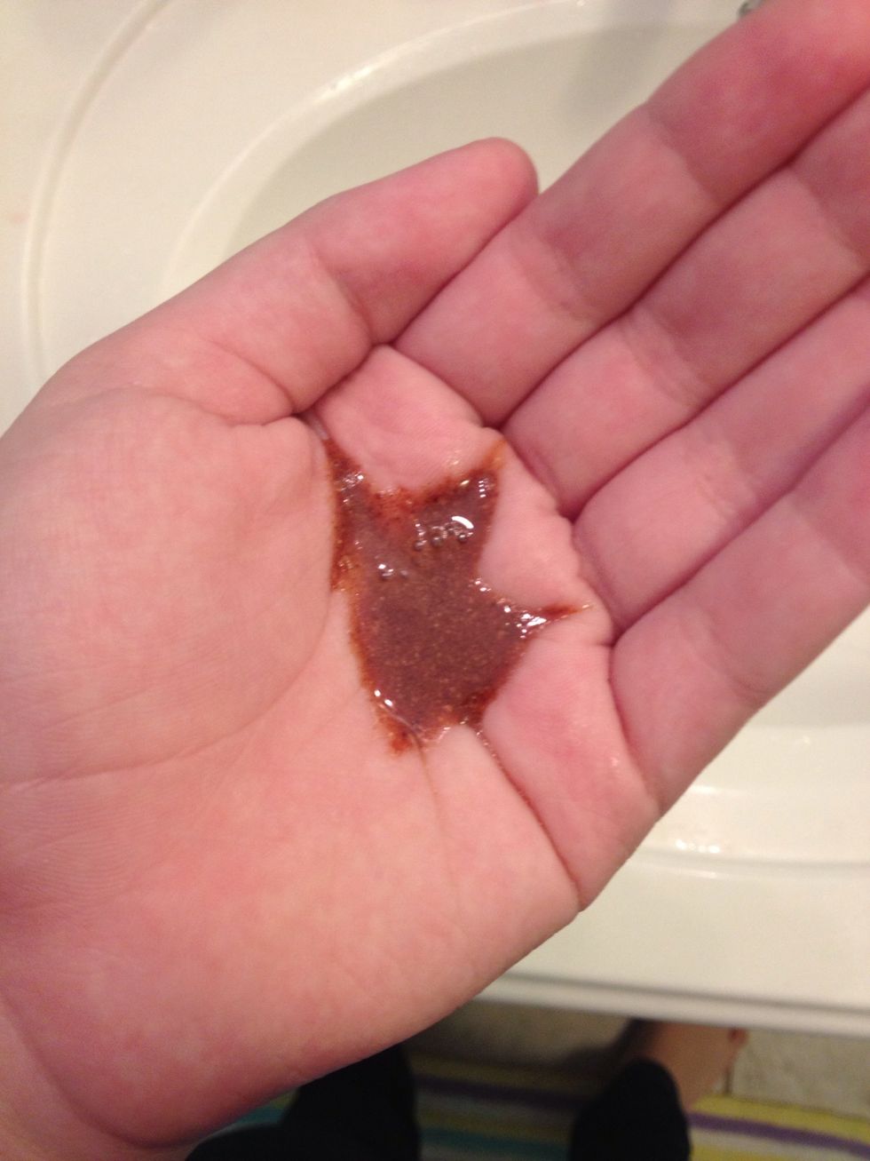 place in your hand and rub on your face