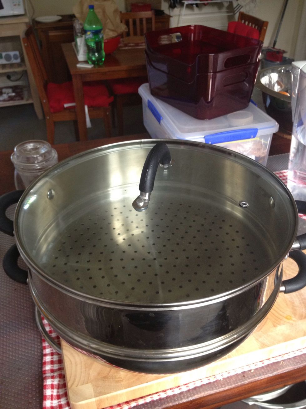 place inside steamer, use dish to catch drippings