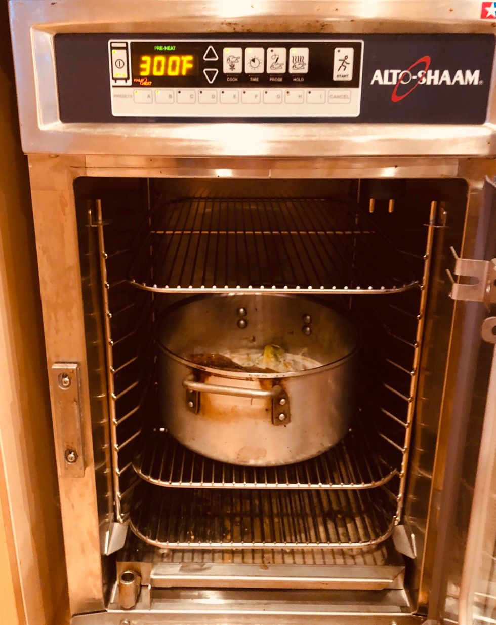 Place into alto-shaam cook & hold. Cook at 300f for 3 hours and hold at 160f.