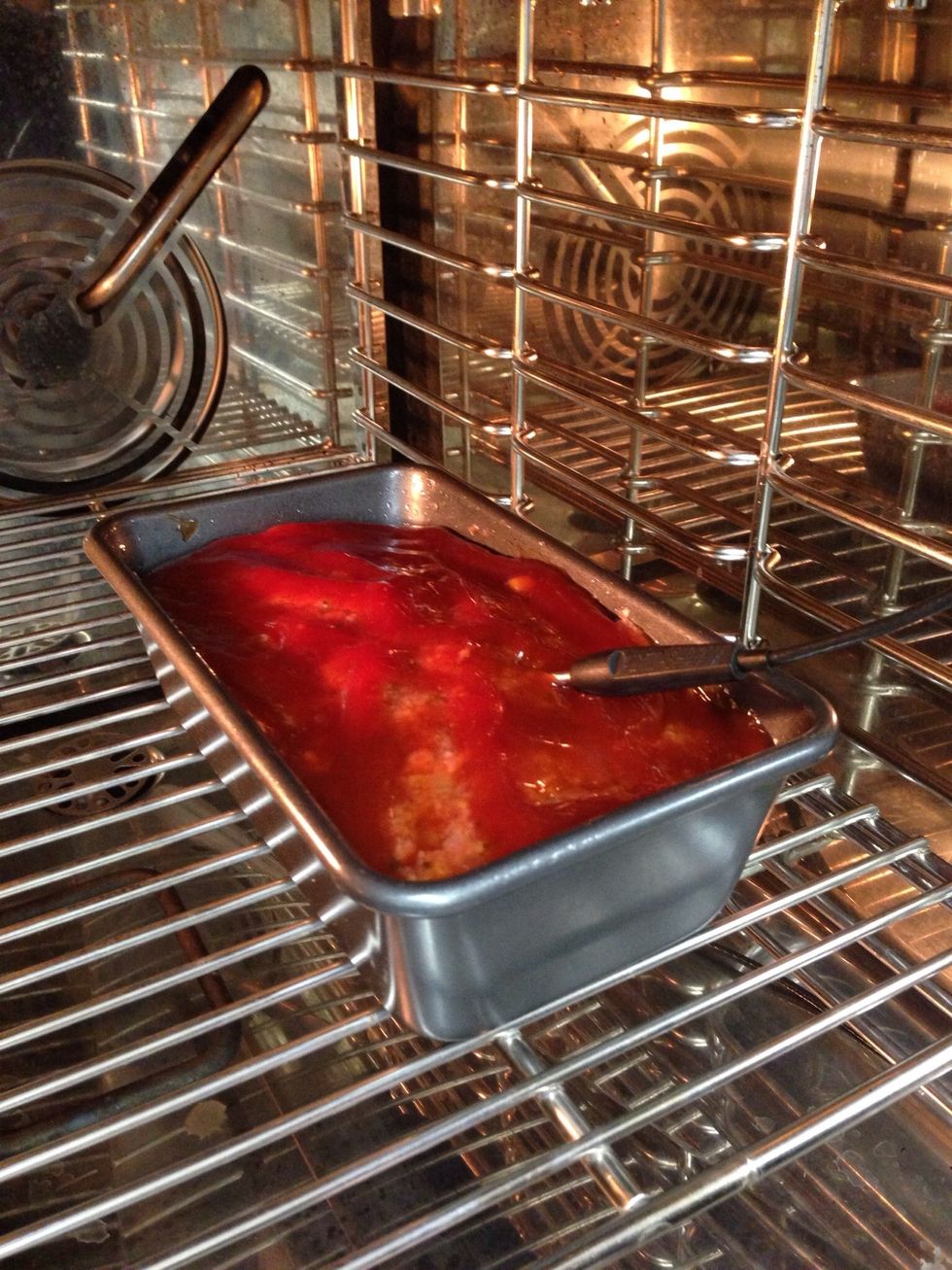 Place into combi oven and insert probe.