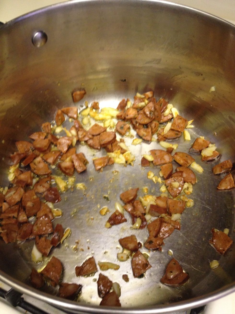 Place into pot with garlic.