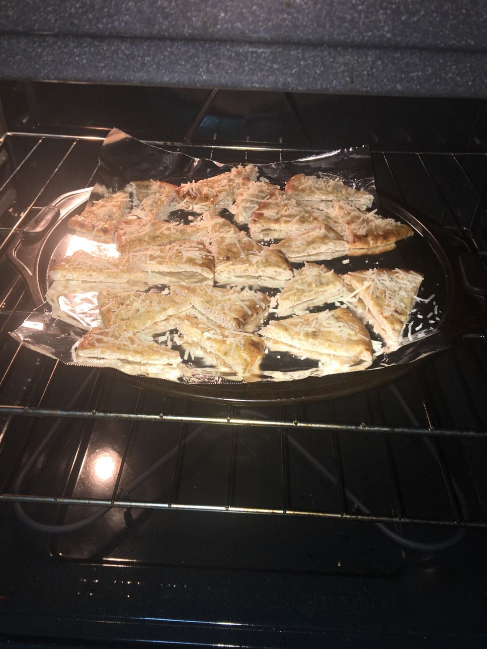 Place into the oven for about 8-10 minutes, and check every once in a while to see if they've crisped or to make sure they're not burning.