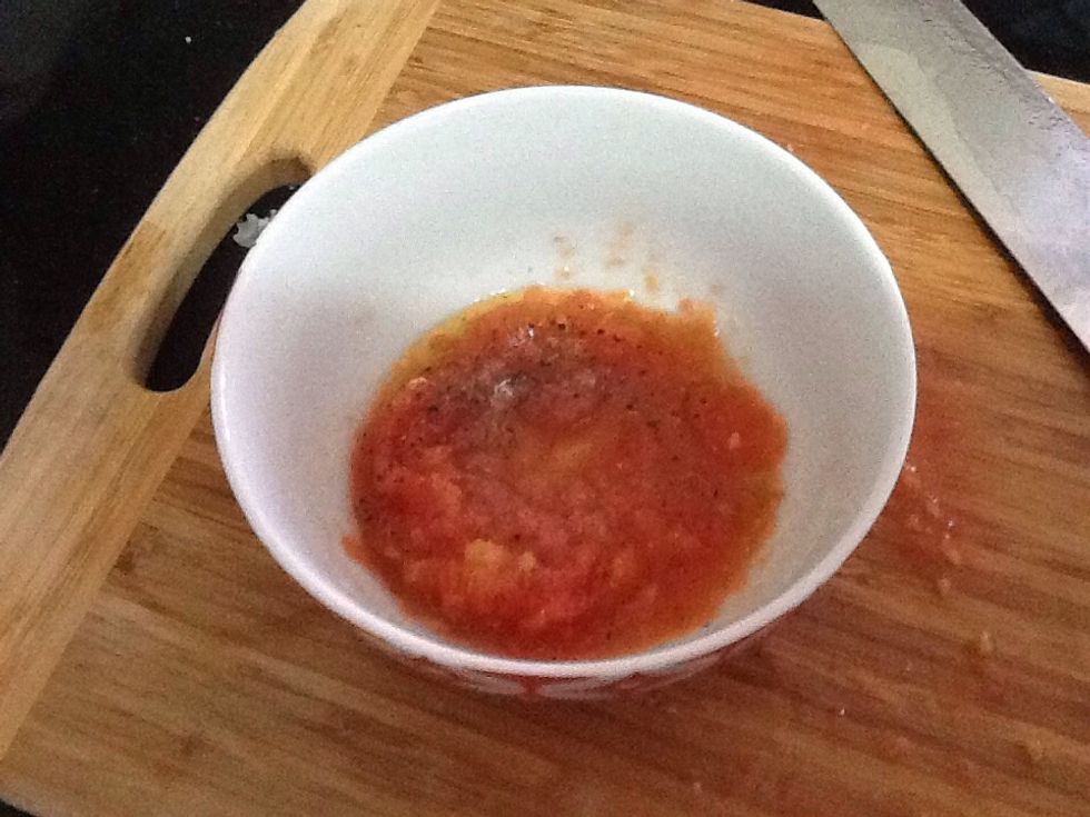 Place it in a bowl and season with pepper and salt.