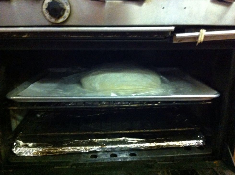 Place it in a warm place to rise. I use an oven turned off at work but at home I would say on top of you oven if its on, or ontop of the fridge or anywhere else that's warm, on the dryer or dishwasher
