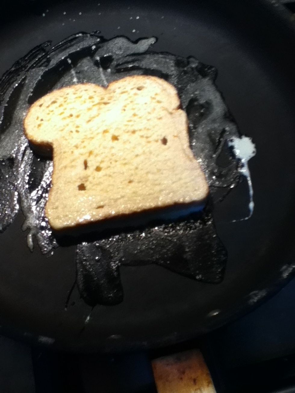 Place it in the pan, and wait 2-3 minutes or until one side is golden