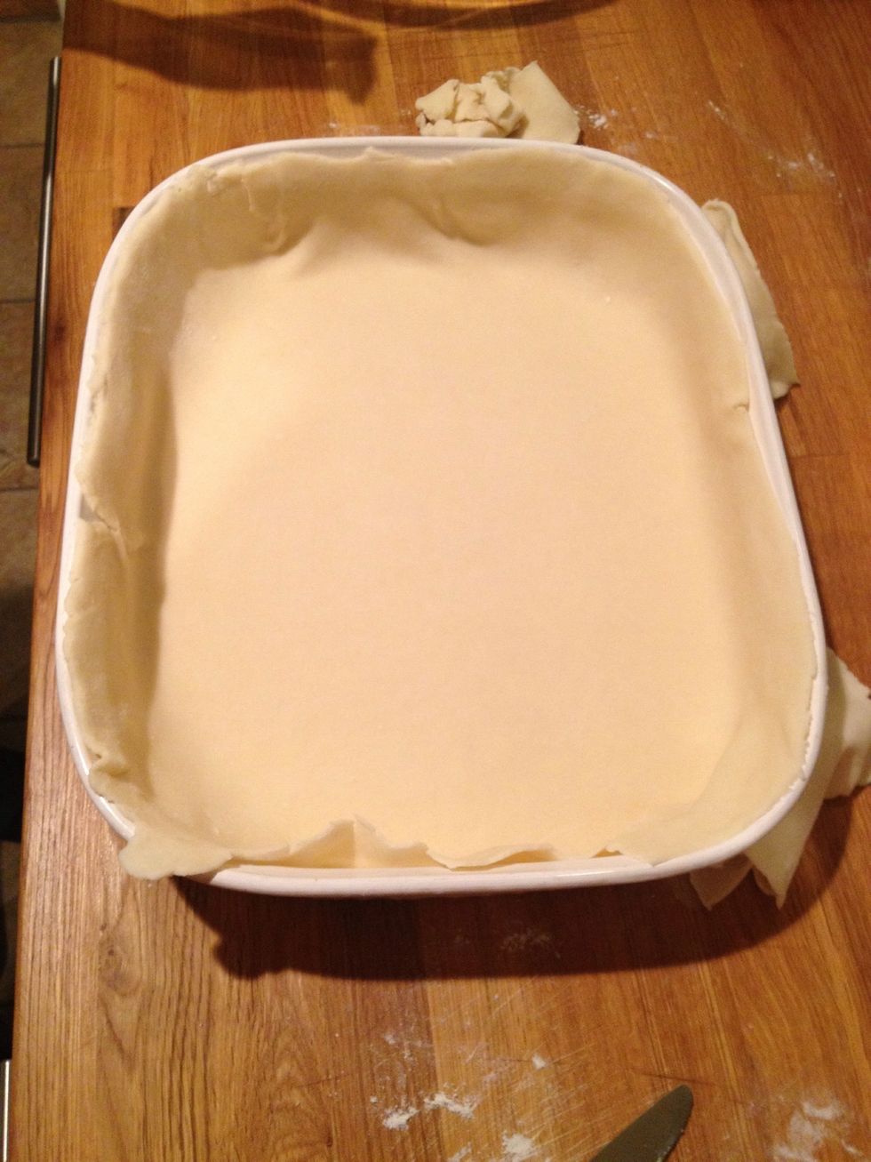 Place it inside the pan, making sure it covers the whole thing