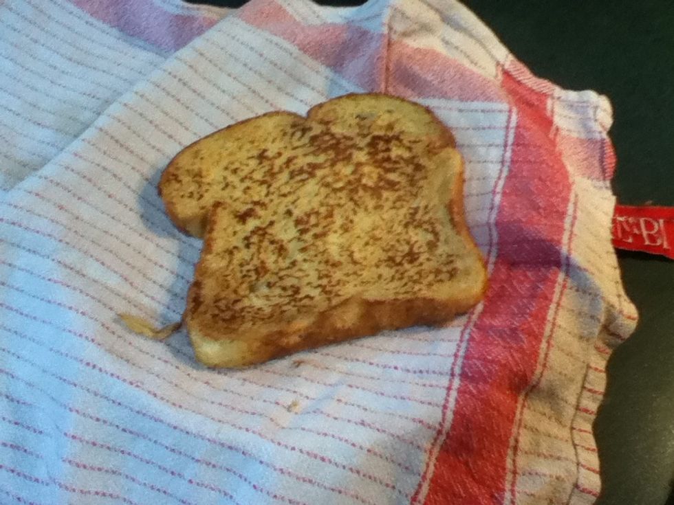 Place it on a plate and cover it with a tea towel to keep it warm the repeat steps 10-14 for the rest of your pieces of bread