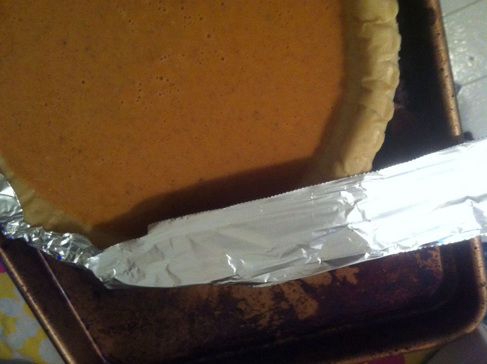 Place it on top the crust and press against the crust.