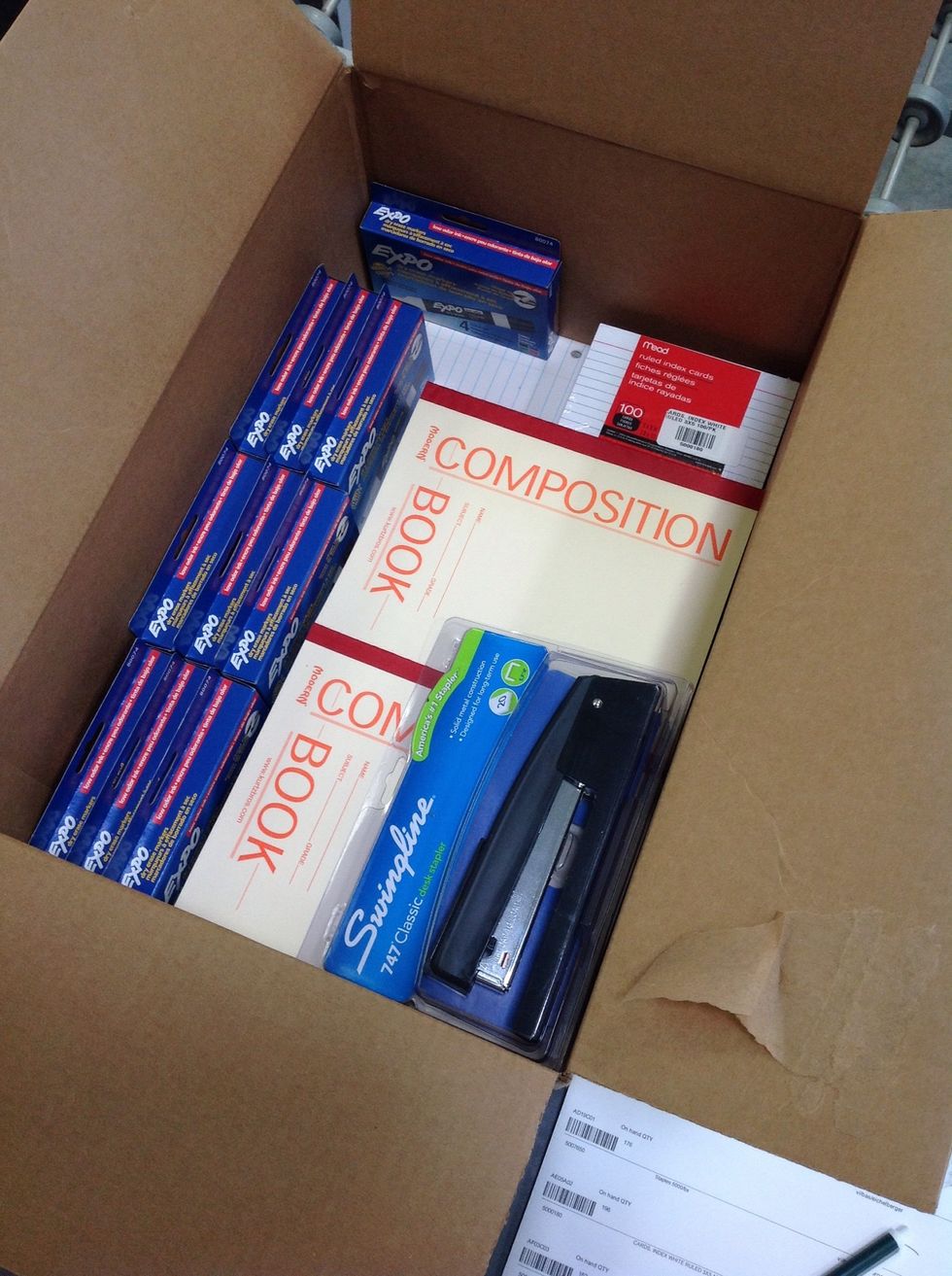 Place items in the box so that they will be most secure. The stapler could have been stood up but it would not have been as secure as it is when it is laid on its side.