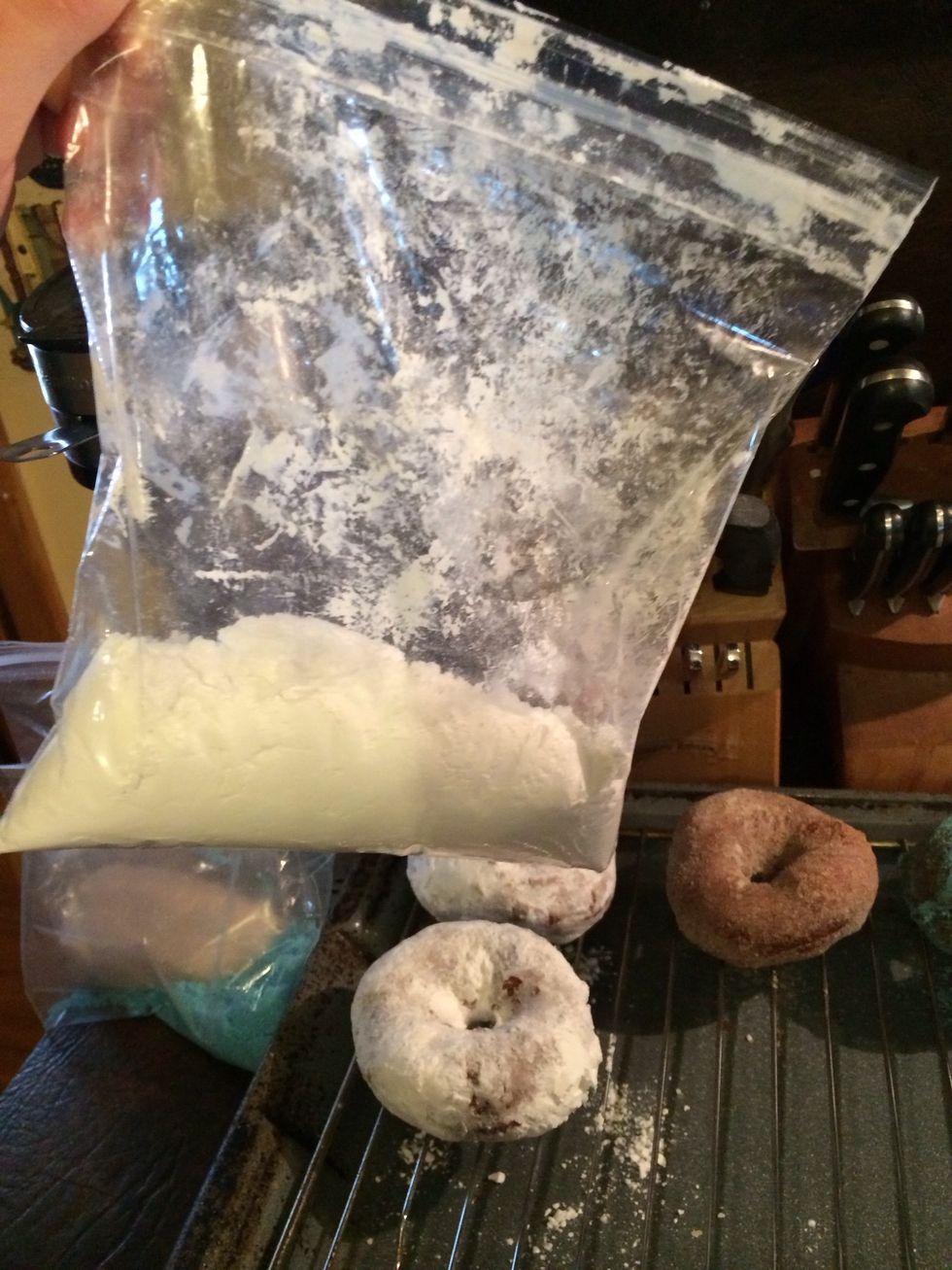 Place just powdered sugar in a baggie.