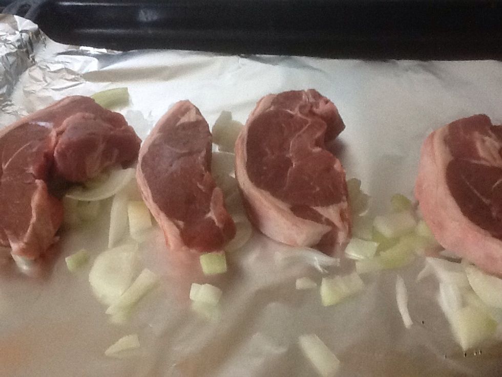 Place lamb on over the onions.
