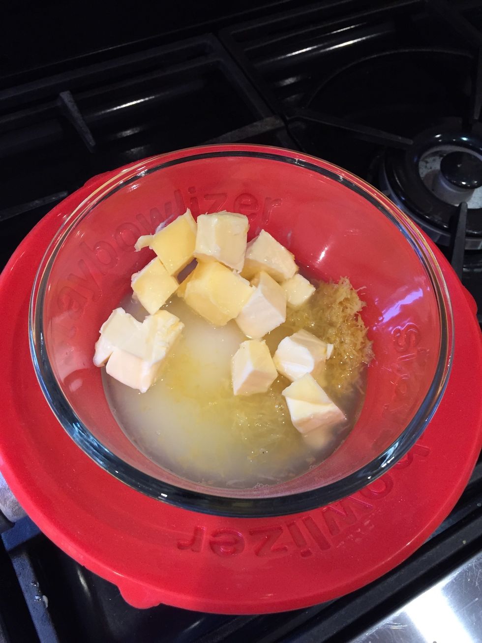 Place lemon juice, zest, sugar and butter in a bowl. Place bowl over simmering water (bottom of bowl not to touch water) and heat until butter has melted